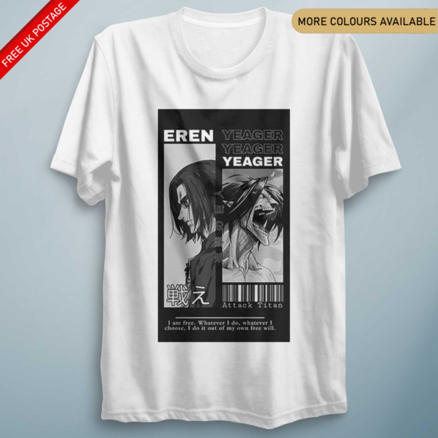 Eren Y Titan Attack – Unisex Anime-Inspired Graphic Tee