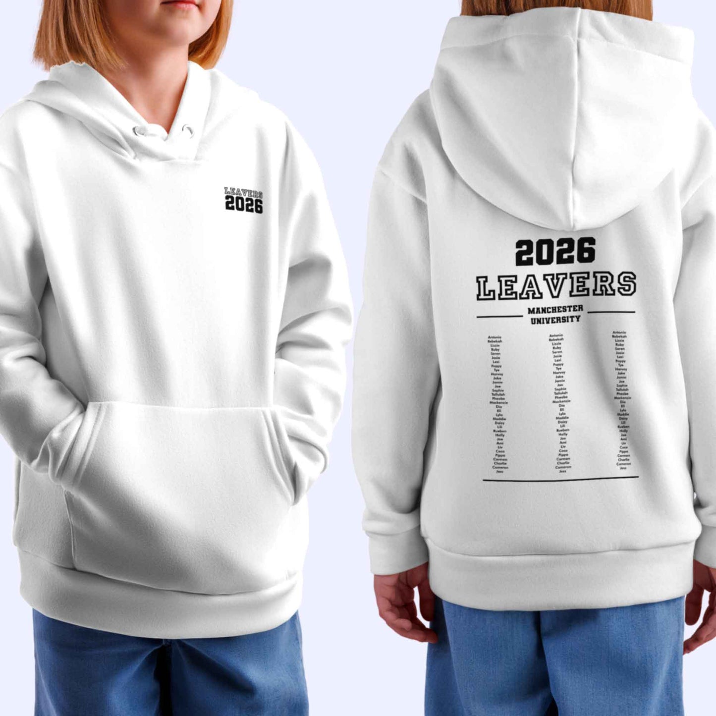 Personalised LEAVERS Hoodie 2026 Kids Primary School Student Names