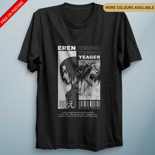 Eren Y Titan Attack – Unisex Anime-Inspired Graphic Tee