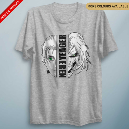 Eren Y Attack Titan Split – Unisex Anime-Inspired Graphic Tee
