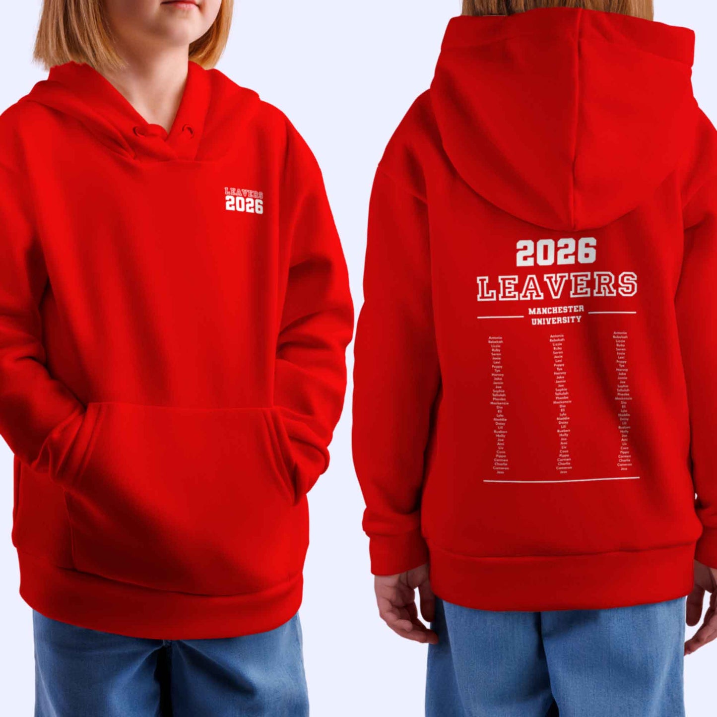 Personalised LEAVERS Hoodie 2026 Kids Primary School Student Names