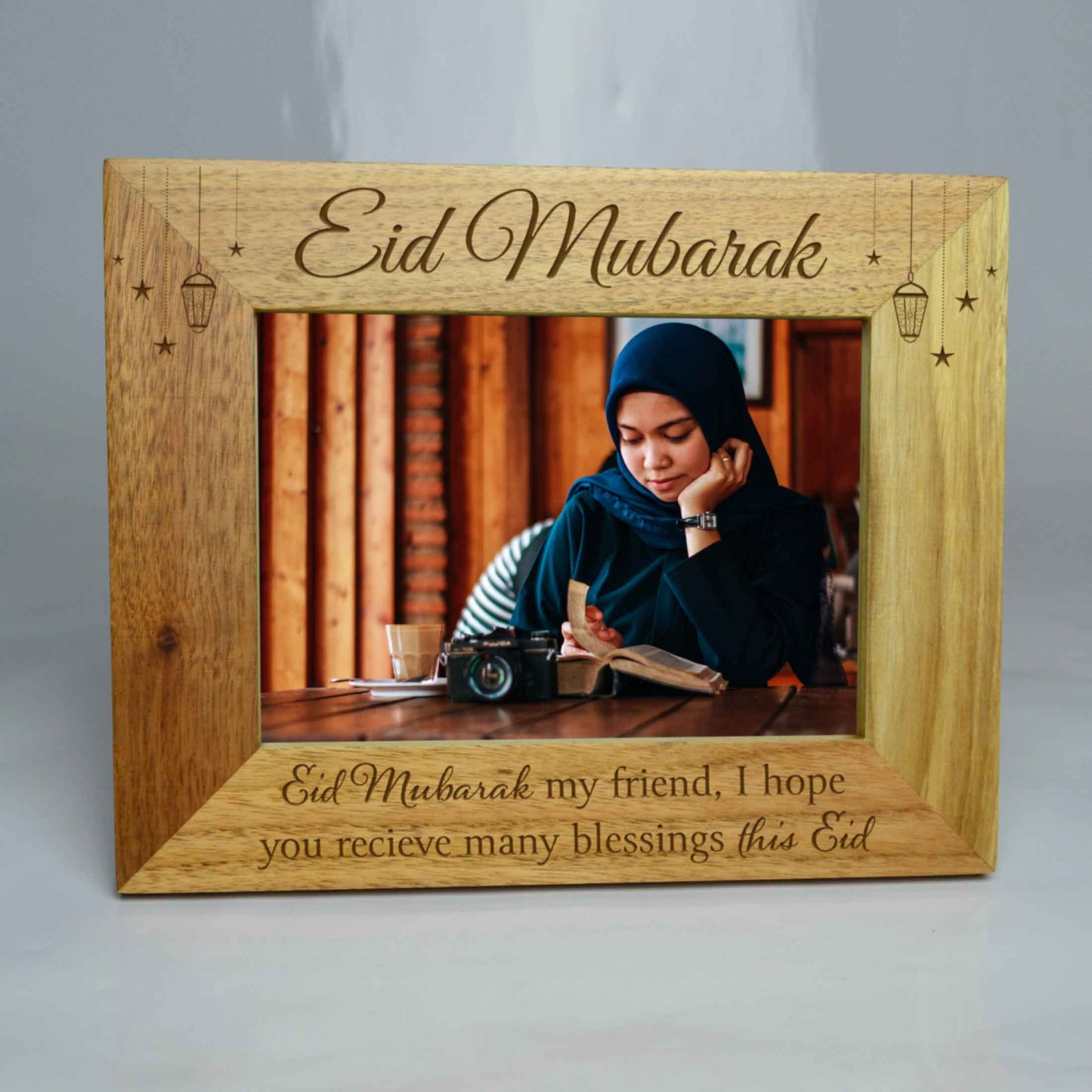 Eid Mubarak Photo Frame Oak Frame *Landscape*