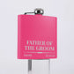 Personalised Wedding 6oz Pink Hip Flask Name & Date And Role