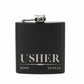 Personalised Wedding 6oz Black Hip Flask Name & Date And Role